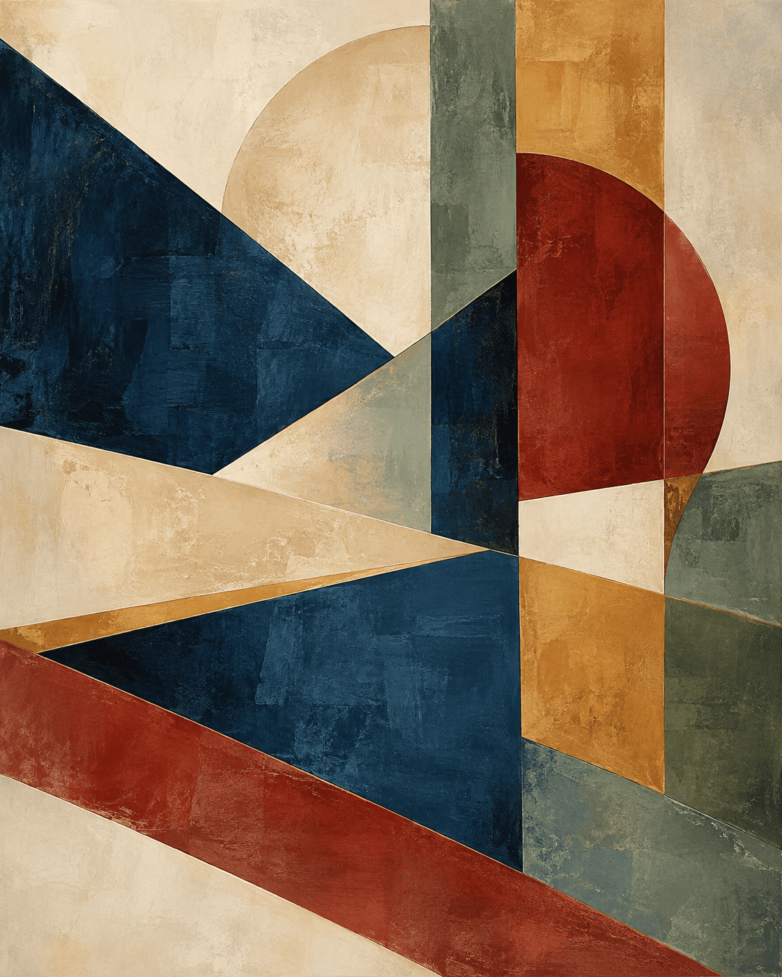 Geometric abstract art in warm and cool tones