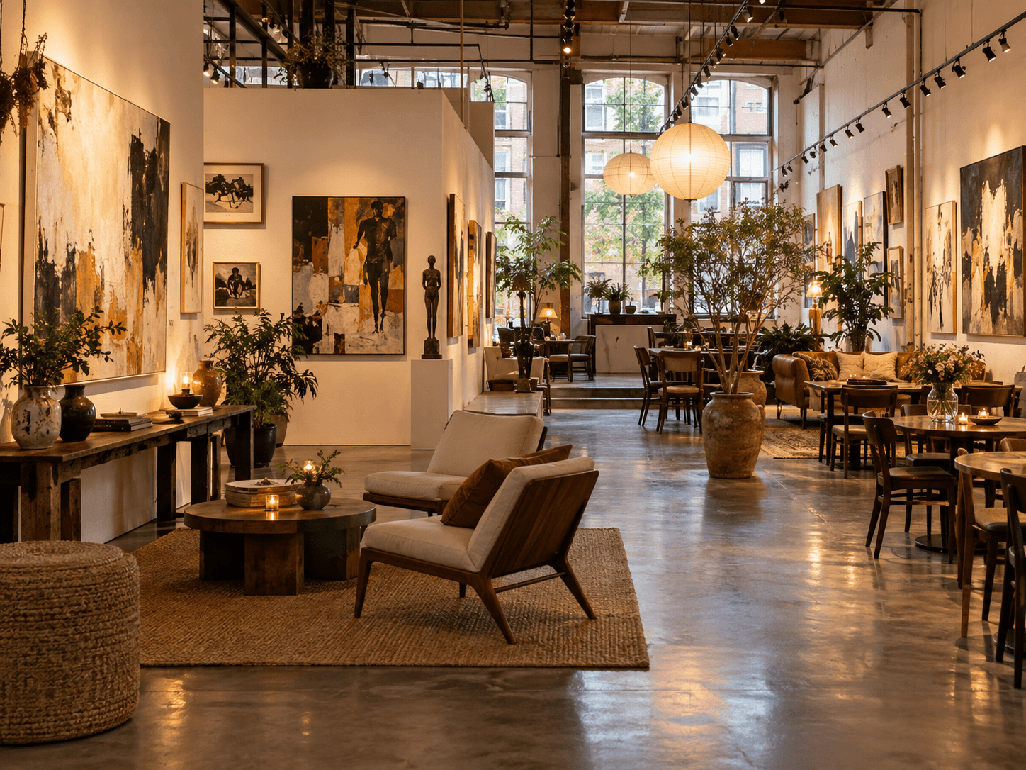 An inviting contemporary art exhibition space